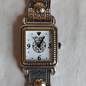 Brighton Wrist Watch Short Hills  Women Silver Tone Toggle Clasp Square 8 inch